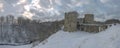 Winter panorama with the ancient Koporskaya fortress Royalty Free Stock Photo