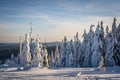 Winter panorama Dreisessel Mountains on the border of Germany with the Czech Republic, Bavarian Forest - Sumava National Park.