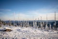 Winter panorama Dreisessel Mountains on the border of Germany with the Czech Republic, Bavarian Forest - Sumava National Park.