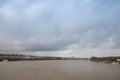 Winter Panorama of the estuary of the garonne river seen from Garonne quay Quais de la Garonne in bordeaux, France, with the old Royalty Free Stock Photo