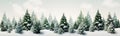 Winter panorama of evergreen trees forest covered by fresh snow during Winter Christmas time banner wide panorama background Royalty Free Stock Photo