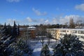 Winter Panorama with Forest Grunewald and Hill Teufelsberg in the Neighborhood of Schmargendorf in Berlin Royalty Free Stock Photo