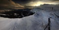 Winter panorama from Karkonosze Mountains, Sniezka Mountain. Royalty Free Stock Photo