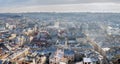 Winter panorama - landscape of Lvov in sunny day from tower