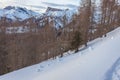 Winter view of Lastoi de Formin Peak, with curious snowballs rolled the slope