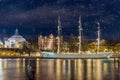 Winter panorama of the night Stockholm, Sweden Royalty Free Stock Photo