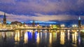 Winter panorama of the night Stockholm, Sweden Royalty Free Stock Photo