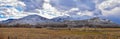 Winter Panorama of Oquirrh Mountain range snow capped, which includes The Bingham Canyon Mine or Kennecott Copper Mine, rumored th