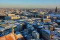Winter panorama of Riga from the observation deck