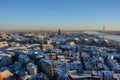 Winter panorama of Riga from the observation deck
