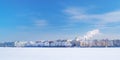 Winter panorama of Neva river, Saint-Petersburg, Russia Royalty Free Stock Photo