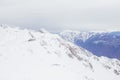 Winter panorama view of mountains. Cold winter maille cloudy day in mountains Royalty Free Stock Photo