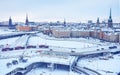 Winter panoramic view from the observation platform of the Old Town Gamla Stan in Stockholm, Sweden Royalty Free Stock Photo