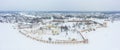 Winter panoramic view of the old Russian city, located on the ancient trade route and Cyril-Belozersky Monastery in Royalty Free Stock Photo