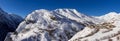 Winter panoramic view on the Village of Le Chazelet in the Ecrins National Park. Hautes-Alpes, Alps, Fr