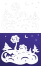 Winter paper cut. Snow-covered trees. Hare and fox. Wycinanka Royalty Free Stock Photo