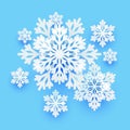 Winter paper snowflakes on blue background for Your holiday design Royalty Free Stock Photo