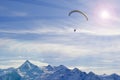 Winter paragliding in alps mountains Royalty Free Stock Photo