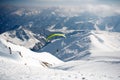 Winter paragliding in Gudauri mountains