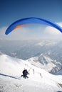 Winter paragliding in Gudauri mountains