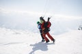 Winter paragliding in Gudauri mountains Royalty Free Stock Photo