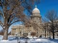 Winter park and Idaho State Capital building Royalty Free Stock Photo