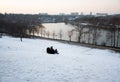 Winter in the park, Parcul Tineretului in Bucharest Royalty Free Stock Photo