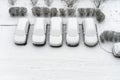 Winter parking lot cars under snow covered cars winter season. Parked cars snowy yard top view. Cover winter yard above Royalty Free Stock Photo