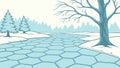 Winter path in snowy forest, serene landscape vector art, tranquil nature scene, cold beauty, vector design Generative AI Royalty Free Stock Photo