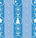 Winter pattern. Christmas balls, deers, stars, spruce and snowflakes. Royalty Free Stock Photo