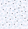 Winter pattern with dots and snowflakes. Seamless vector background Royalty Free Stock Photo