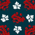 Winter pattern of red flowers and snowflakes for your ideas and designs