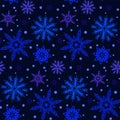 Winter pattern with various falling snowflakes Royalty Free Stock Photo