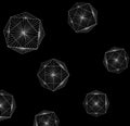 Geometric illusory patterns on black background