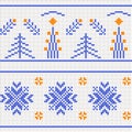 Winter patterns. Cross-stitch on canvas.
