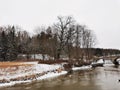 winter in Pavlovsky Park snow trees frozen river Royalty Free Stock Photo