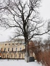 winter in Pavlovsky Park snow trees frozen river Royalty Free Stock Photo