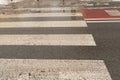 Modern Paved Pedestrian Crossing, Red White Crosswalk, Safety Zebra Royalty Free Stock Photo