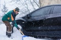 Problem with a car, snow collapse Royalty Free Stock Photo