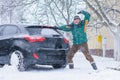 Problem with a car, snow collapse Royalty Free Stock Photo