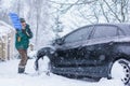 Problem with a car, snow collapse Royalty Free Stock Photo