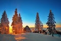 Winter in Pestera Village, Piatra Craiului national park, Brasov, Romania Royalty Free Stock Photo