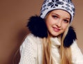 Winter photo of cute little girl with long blond hair Royalty Free Stock Photo