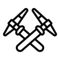 Winter pick axe icon outline vector. Trail outdoor