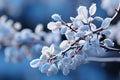 winter plants white frost background generative AI Royalty Free Stock Photo