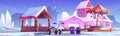 Winter playground park cartoon vector landscape Royalty Free Stock Photo