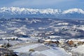 Winter in Piemont, Italy, snowy vineyards Royalty Free Stock Photo