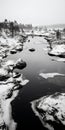 Winter Ponds: A Black And White Aerial View Photography