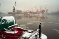 Winter in the port. Royalty Free Stock Photo