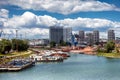 Winter port on Danube Royalty Free Stock Photo